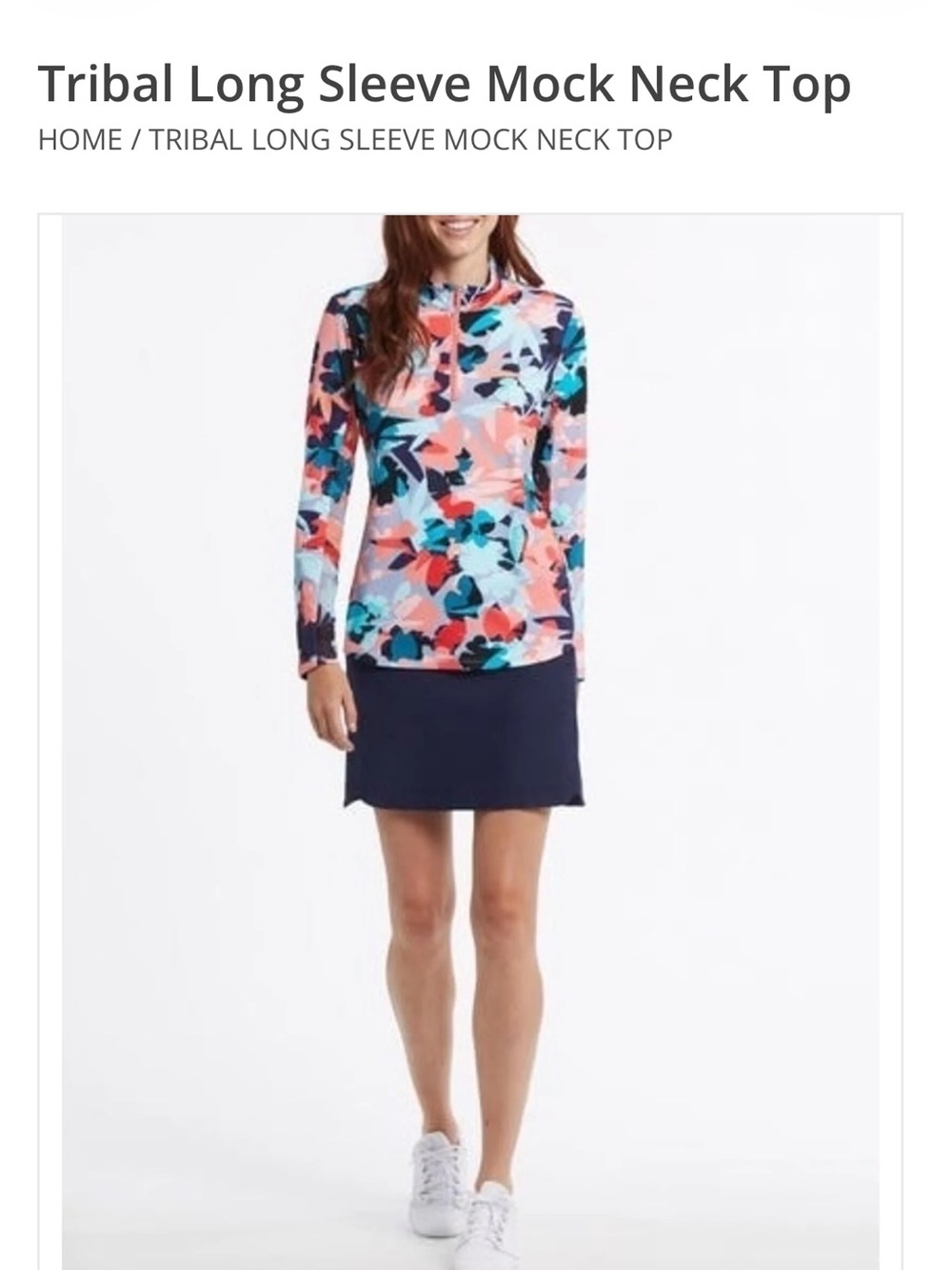 Tribal Floral Quarter-Zip Long Sleeve   ptp 18-21 length 26 retail $87